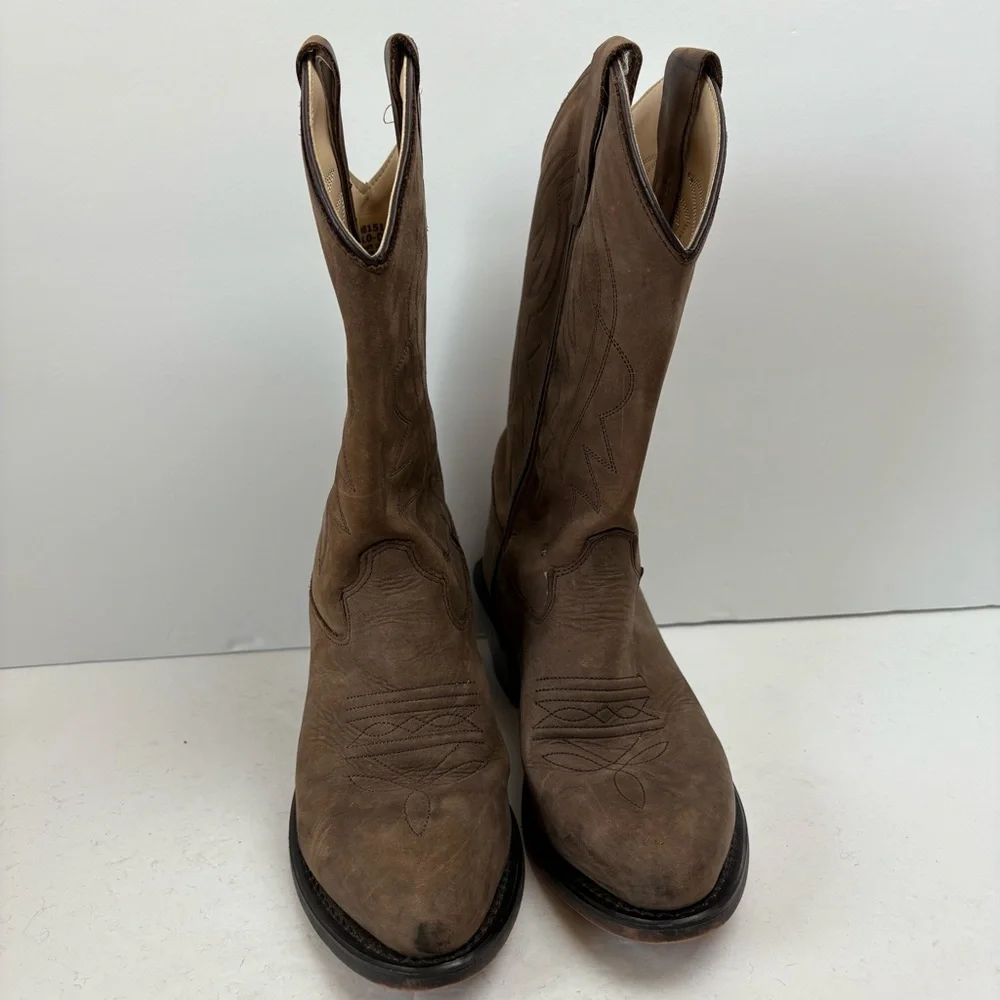 CODY JAMES BOYS' BROWN TAUPE WESTERN BOOTS Nubuck Leather B8151 4D